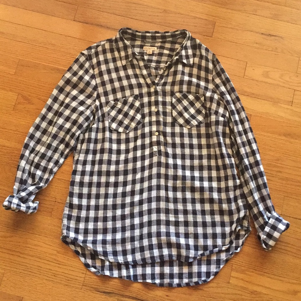 Merona Blue and white Gingham Button Down